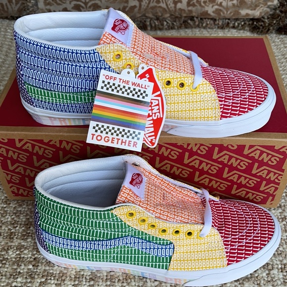 Vans Men’s Sk8-Mid Pride Multi/True White Sneakers - Picture 4 of 16